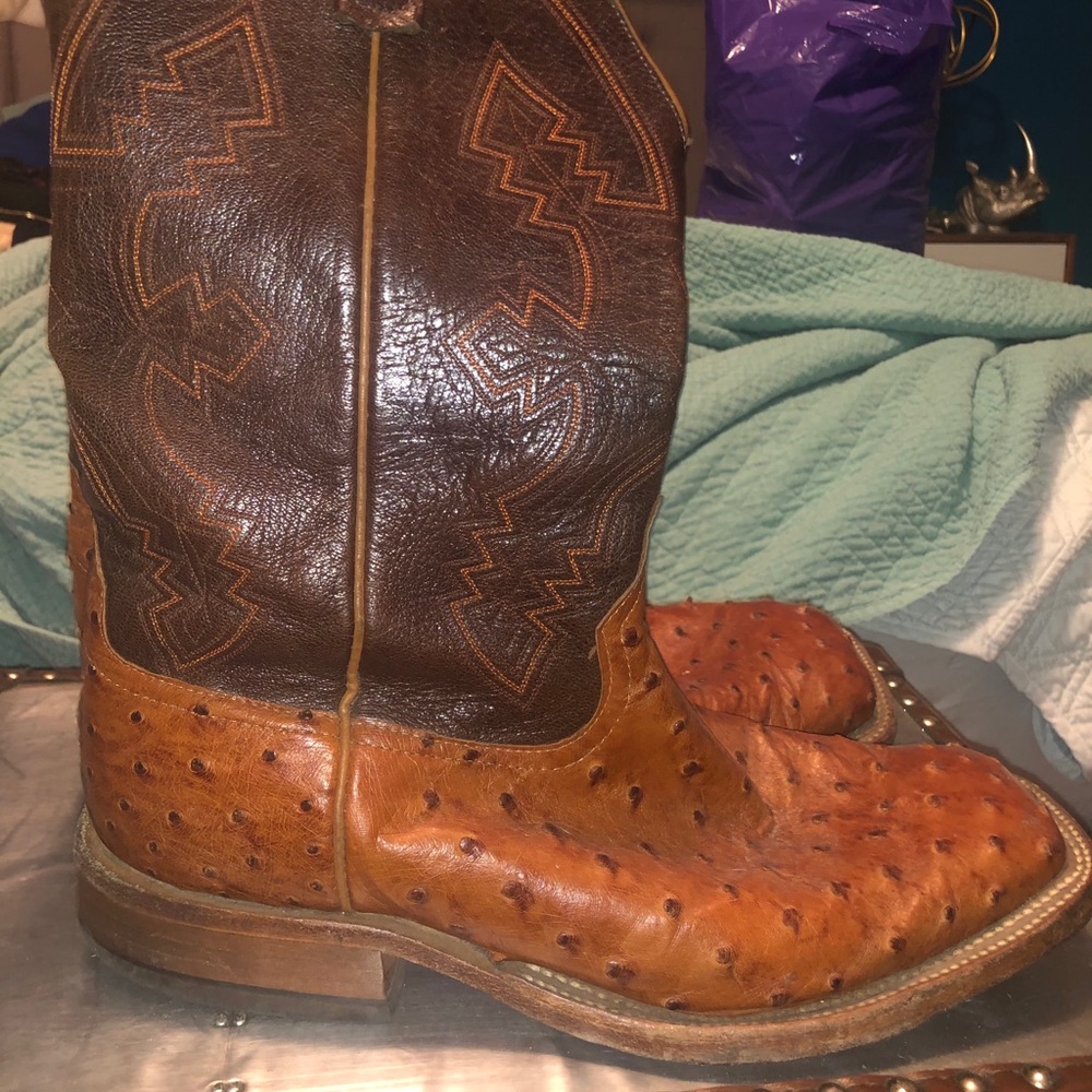 Ostrich cowboy boots. Size 12 EE